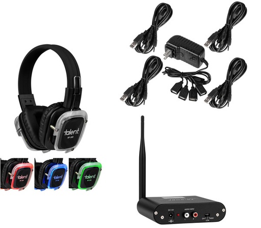Talent Talent Silent Disco Bundle with 100 Headphones and 3 Transmitters